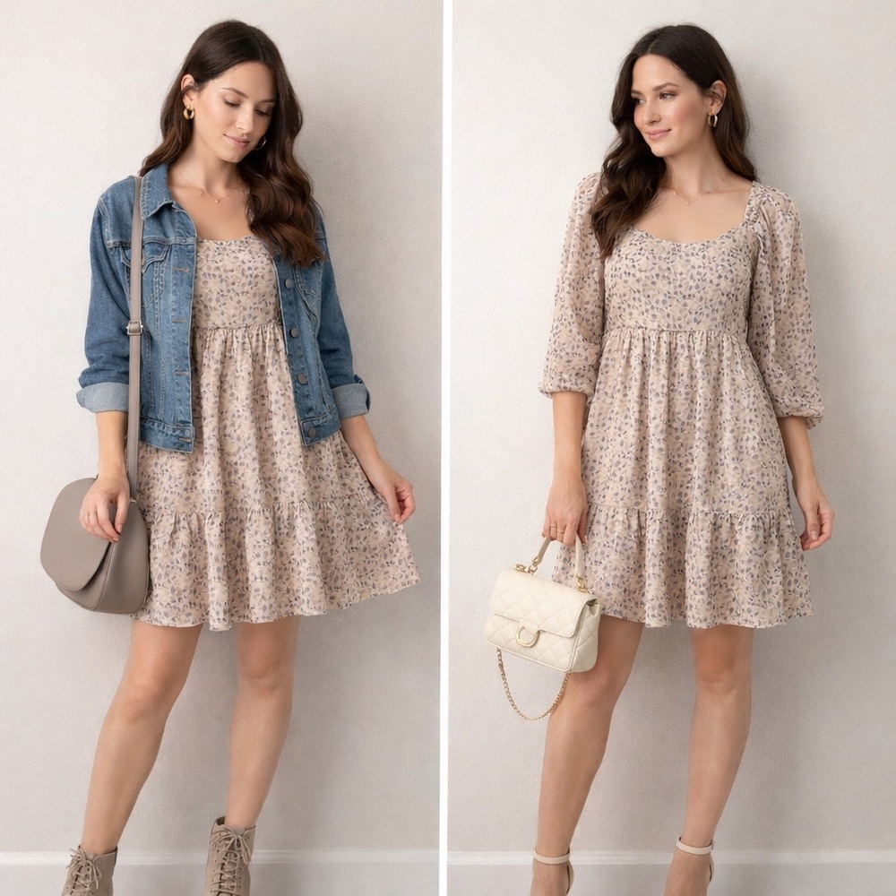 Entro Long Sleeve Floral Dress